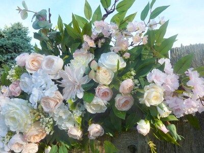 Blush Pink and White Wedding Arch Flowers, Wedding Arbor Flowers - image6